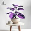 Luxurious Purple Peach Leaf Artificial Bonsai - Dark Style Green Plant for High-End Living Room Decor