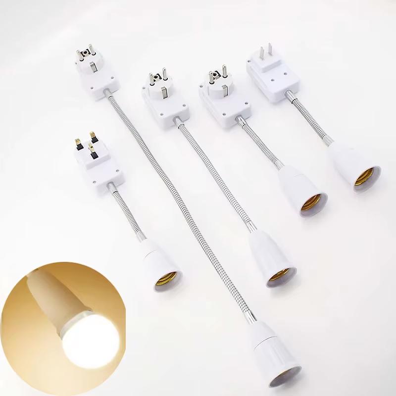 Вилка ЕС США к патрону E27 Патрон для лампочки с выключателем Гибкое основание лампы Переходник Настольная лампа Конвертер 20см 30см 50см