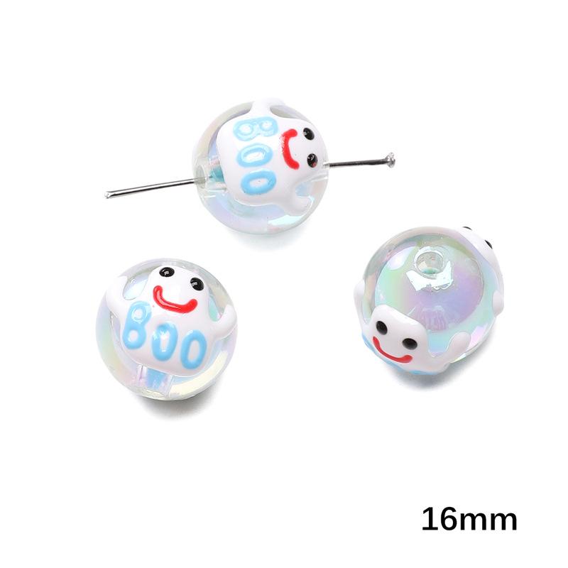 Handmade Beads Acrylic Double-sided Hand-painted Round Beads Graffiti Handmade Beads Diy Weaving Cell Phone Chain String Loose Beads Material