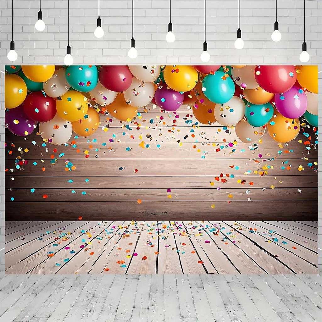 2D flat printing party banner, 1 piece per pack. Colorful carnival balloon ribbon background banner. Party decoration.