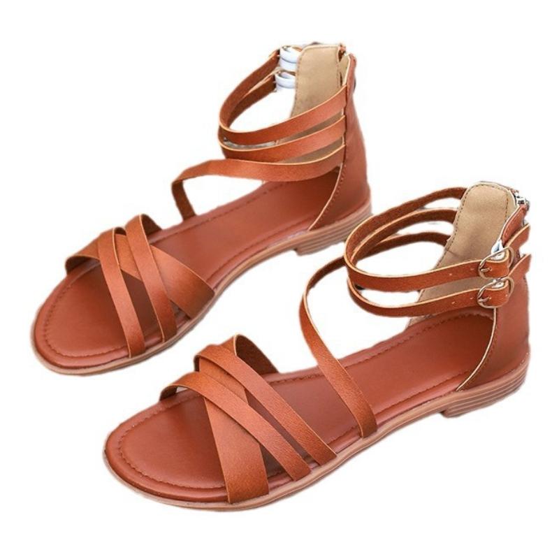 Мода Новые Женские Летние Туфли Повседневные Гладиаторские Готические Шлепанцы Женские Шлепанцы на Низком Каблуке Балетки Пряжка Трендовые Спортивные Пляжные Сандалии