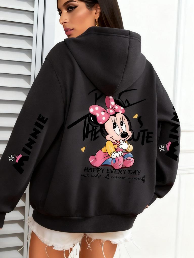 Винтажный пуловер оверсайз с принтом Минни Маус Дисней Женский Мужской Повседневная толстовка Уличная мода Топы Весна Осень Мода