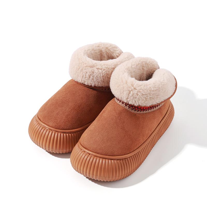 Женские зимние ботинки для снега с подкладкой из искусственного меха, тапочки, удобная пушистая домашняя обувь для отдыха на открытом воздухе, нескользящая платформа, теплые ботильоны для женщин