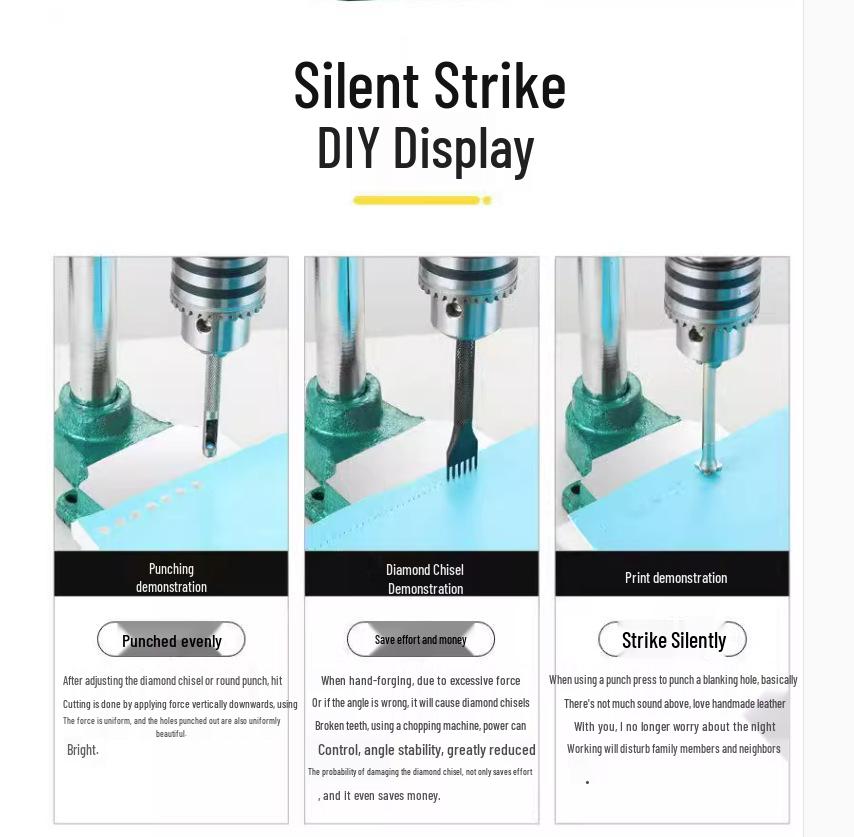 Бесшумный ручной станок для резки кожи с алмазным и круглым шилом для сборки малого ручного пресса