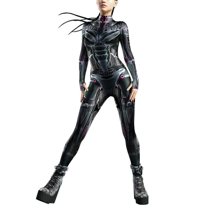 Women's Bodysuit Role Play Robot Adult Costume Colorful Texture Print Bodysuit Clothing Halloween Carnival Costume 2025