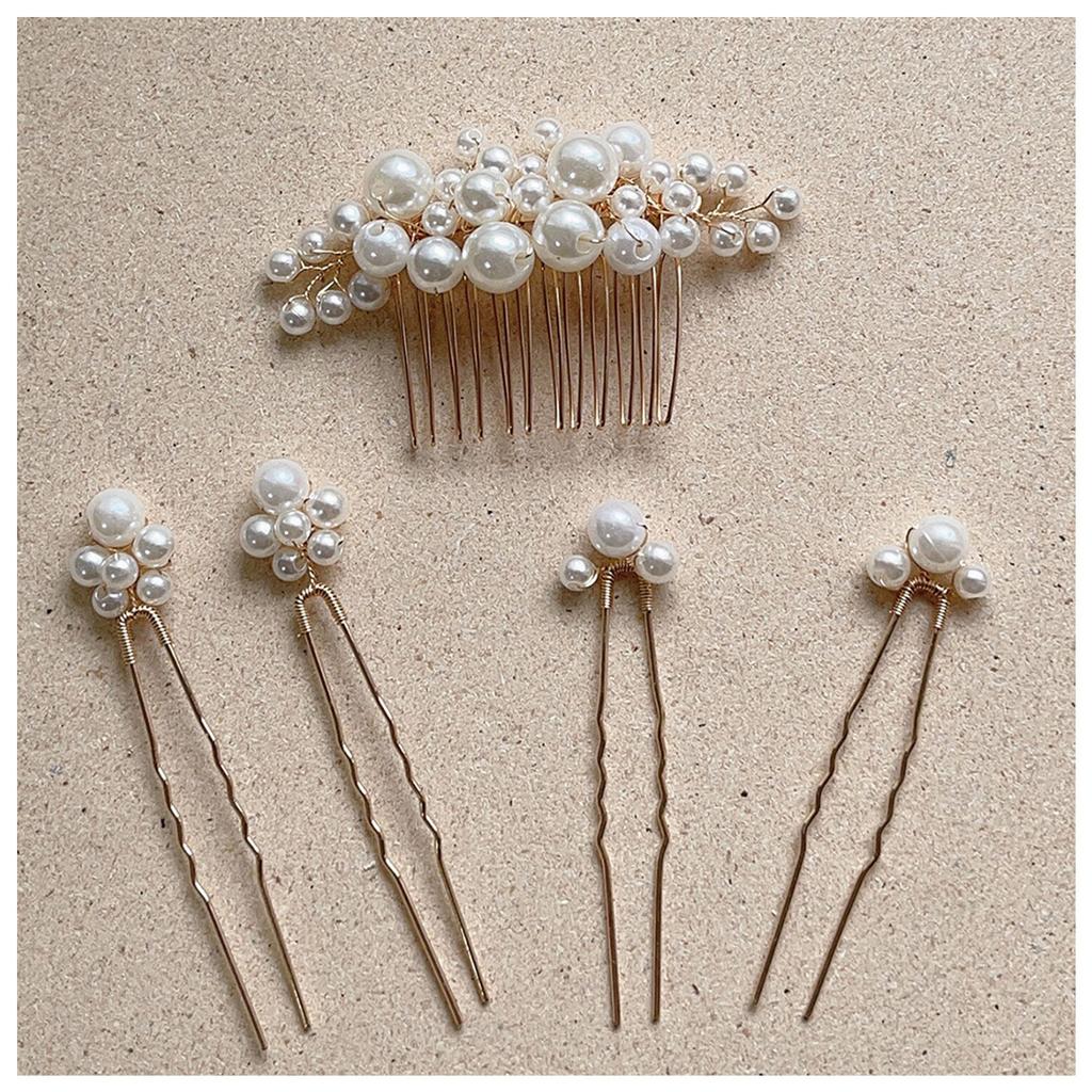 Элегантная женская заколка для волос Золотая Серебряная Лист Жемчуг Гребень для волос в корейском стиле Ювелирные изделия Свадебные аксессуары для волос для девочек Подарки на Новый год