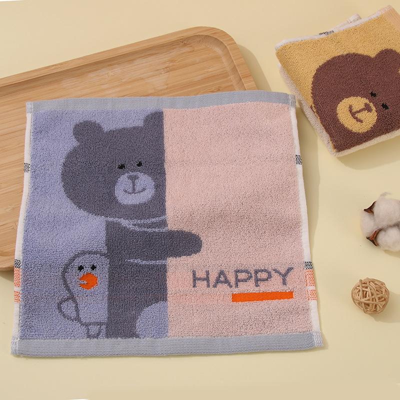 Хлопковое квадратное полотенце 25*25 см, утолщенное домашнее милое мультяшное цветное тканое жаккардовое маленькое квадратное полотенце