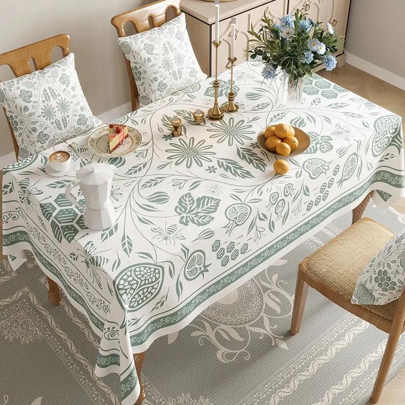 Прямоугольная водонепроницаемая хлопково-льняная скатерть с принтом цветов и птиц, противоскользящая износостойкая домашняя крышка для рабочего стола