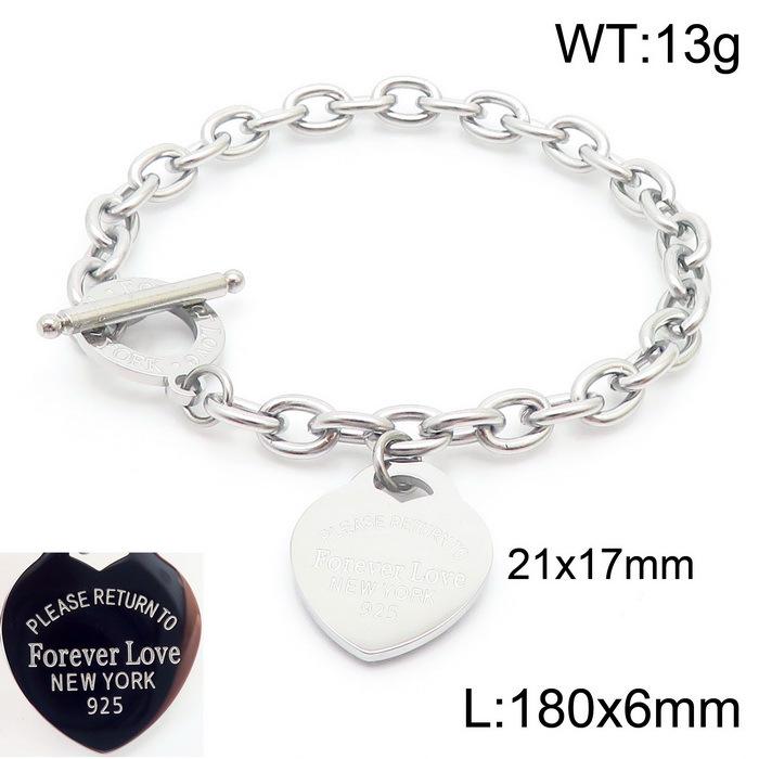 Heart-Shaped Titanium Steel Bracelet with OT Buckle and English Letter Charm