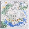 Manual Hand Rolled Twill Silk Scarf Women Forest City Print Square Scarves Wraps Echarpes Curled Foulards Femme Bandana Hijab