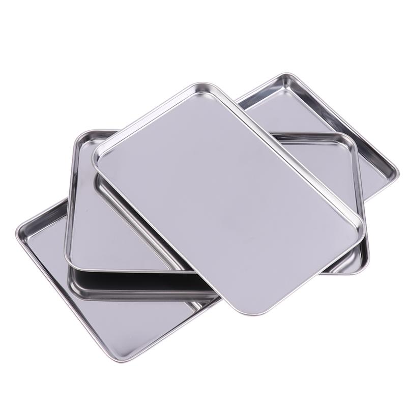 Nordic Stainless Steel Rectangular Tray Pastry Food Baking Plates Pallet Storage Disk Snack Cake Dish Organizer Tray Home Decor