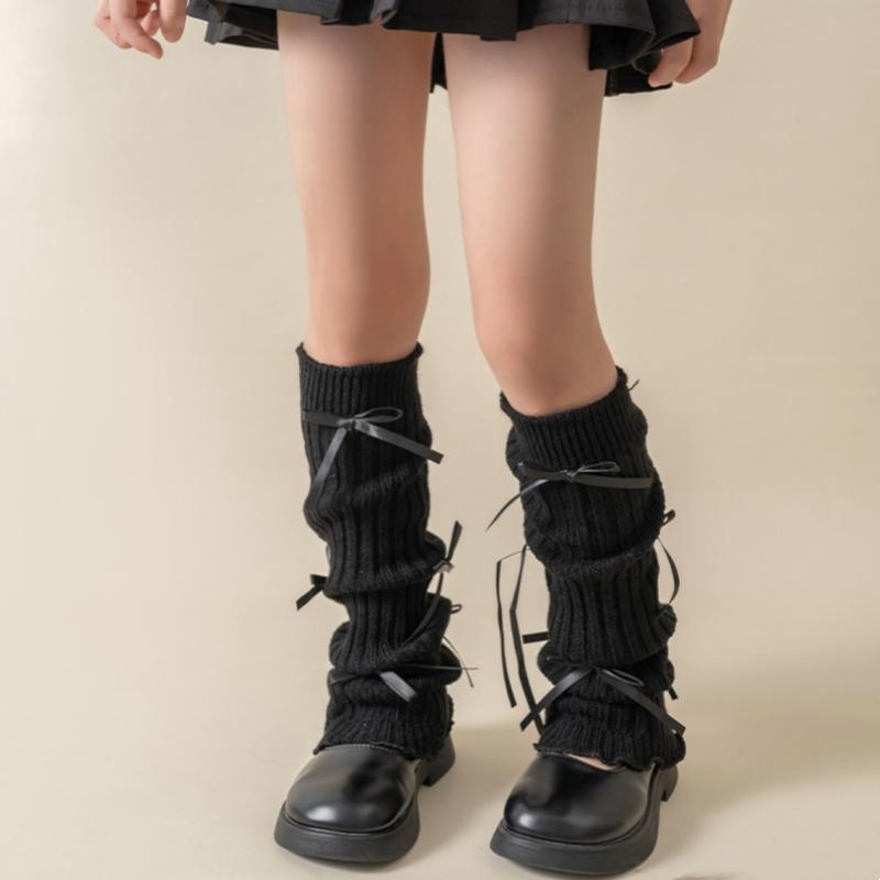 Детские носки с ворсом, модные школьные носки в балетном стиле для детей и девочек, креативный дизайн, детские носки с бантом на бретельках, теплые осенне-зимние носки