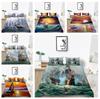 3D Painting Style Bedding Set Boat Printing Duvet Cover 2/3 Pieces AU180 * 210 Sea Pattern Microfiber Fabric Soft Machine Washable Home Decoration