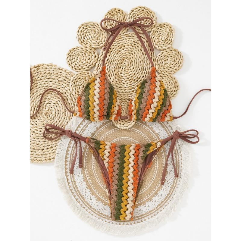 Women's New Wave Color Matching Strap Sexy Two Piece Bikini Swimsuit