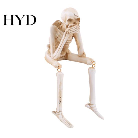 Realistic Resin Skeleton Ornament Halloween Statue, See Speak Hear No Evil Figurines, Props Collectible Skull Decoration for Indoor Mantel Table