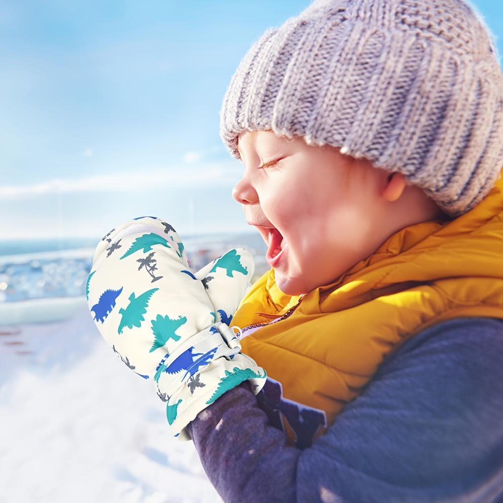 1 пара детских варежек, зимние уличные быстросохнущие перчатки для мальчиков и девочек, легко надеваемые бархатные теплые варежки для детей