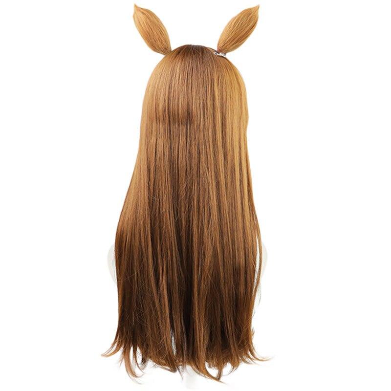 Аниме Uma Musume Pretty Derby Grass Wonder Косплей Парик 75 см Длинный Коричневый с Ушами Синтетические Волосы Вечеринка Хэллоуин Карнавал
