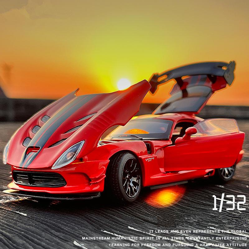 1/32 Dodge Viper ACR SRT Модель спортивного автомобиля из сплава Литые металлические игрушечные транспортные средства Модель автомобиля Симуляция Звук и свет Детские подарки