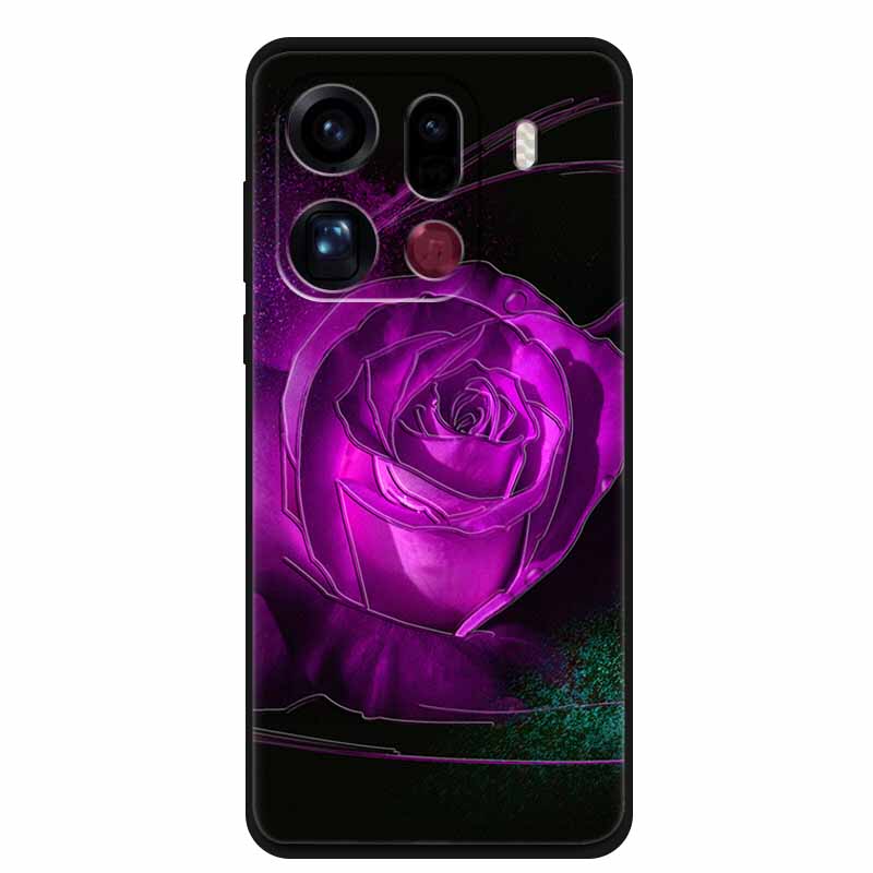 3D Чехол с цветами для Oppo Find X9 Pro 5G Чехол Тиснение Рельефный Цветочный Черный Силикон Мягкая Задняя Крышка для Oppo Find X9 Pro Чехол Funda