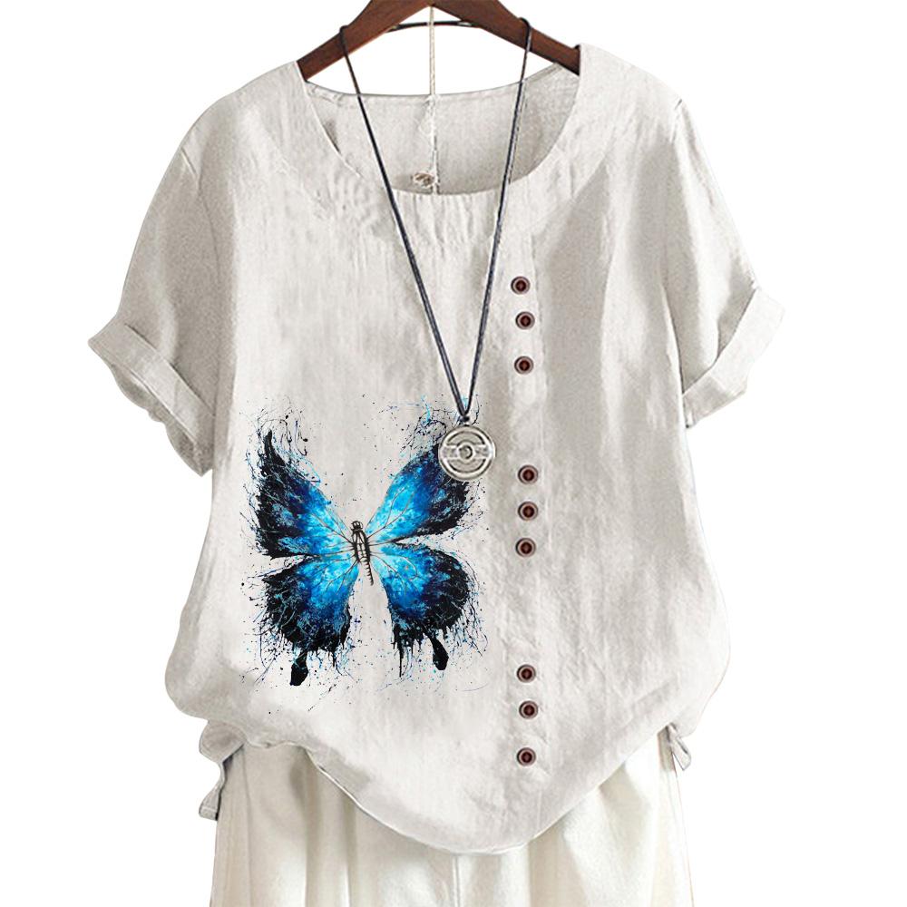 Женский повседневный хлопковый топ с 6 рисунками фламинго, круглым вырезом, короткими рукавами