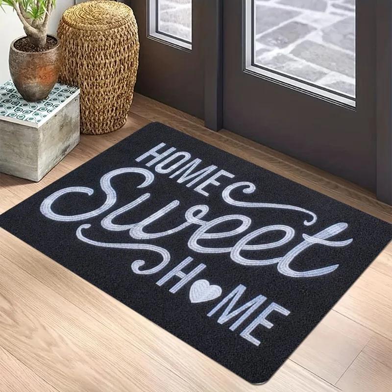"HOME SWEET HOME" Heart Rug, Handwritten Style Non-Slip Carpet, Durable Living Room  Bedroom Floor Mat