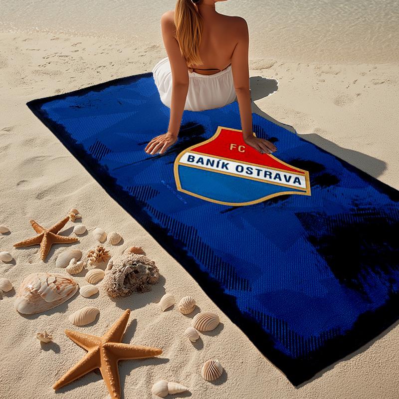 Banik Ostrava Crest Emblem Microfiber Beach Towel, Lightweight And Quick-Dry, for Summer Travel, Beach Essential, Swimming Pool