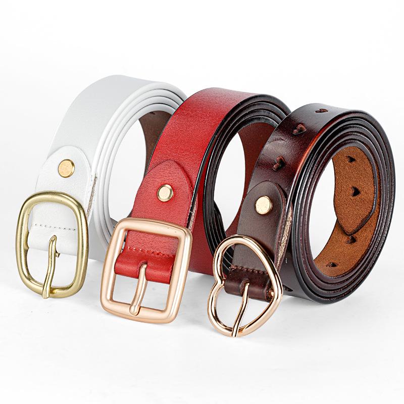 2024 Ретро Корейский Стиль Женский Ремень из Натуральной Коровьей Кожи и Денима