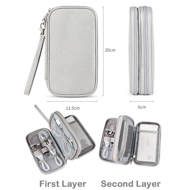 Travel Gadget Portable Backup Charger Power Bank Storage Bag Cable Electronic Organizer External Battery SD Cards Hard Drives USB Wires Case Kit Pouch