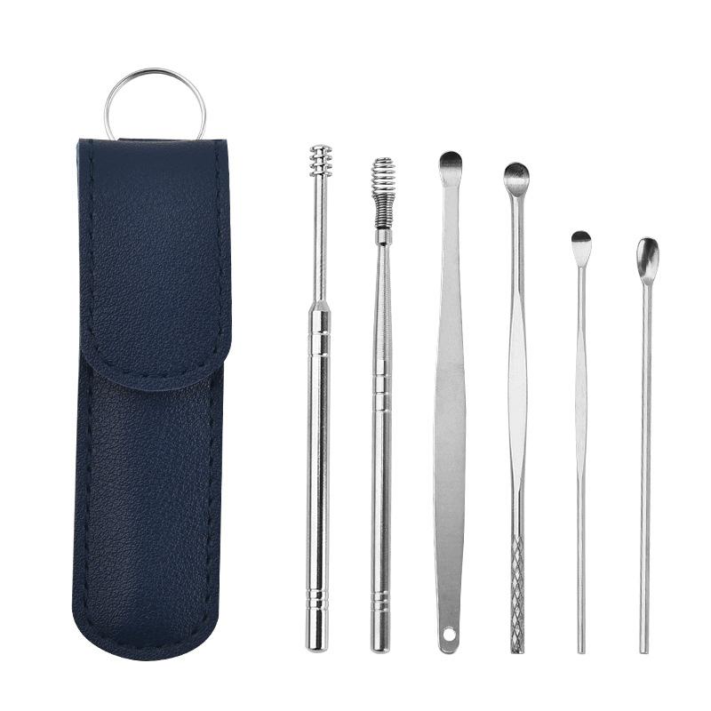 Ear Cleaning Tool Stainless Steel Ear Pick Kit &1Pc Storage Bag Earwax Remover Tool