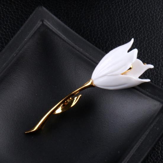 Женская эмалированная брошь с цветком тюльпана, булавка, воротник, шарф, декор, ювелирные изделия