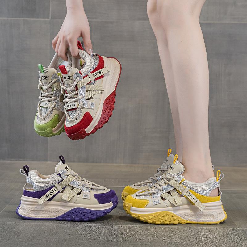 Thick-soled hollow dad shoes New mesh student Forrest Gump breathable thin sports and leisure shoes in summer