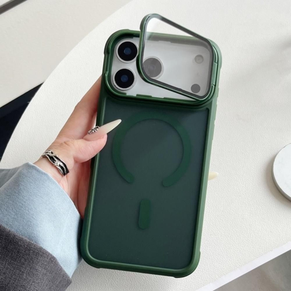 with Camera Protector Fold Lens Stand Magsafe Mobile Phone Case for iPhone 17 Pro Max 16 15 Plus 14 13 12 Magnetic Bracket Case