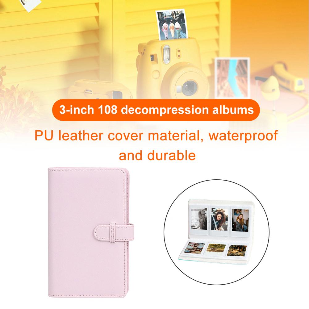 108 Sheets Portable Photo Album Pink Ticket Card Collection Book Green Fashion Design for Fujifilm Instax Mini 12 for Collection