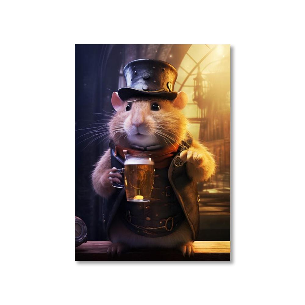 Animal Suit Gentleman Drinking Poster Gorilla Lion Rabbit Beer Pictures Funny Bar Wall Art Canvas Painting Home Decorative