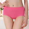 Women's Seamless Cotton Panties - Mid-Waist Solid Color Briefs for Autumn and Winter