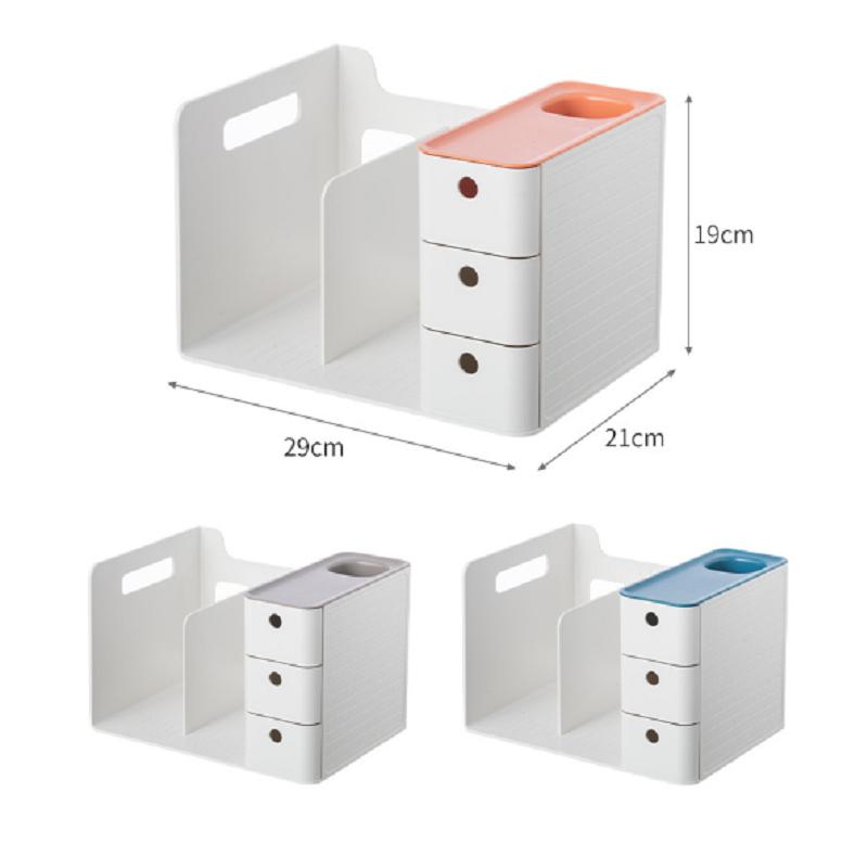 Book Holder Bookends with Two Drawers Students Desk Magazine File Holder Organizer Office Book Support Stand Rack