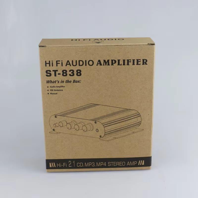 ST-838 HiFi 2.1-канальный усилитель мощности стерео басовый звуковой усилитель RMS 20 Вт x 2 + 40 Вт класс D мини-медиаплеер MP3 автомобильный черный домашний усилитель