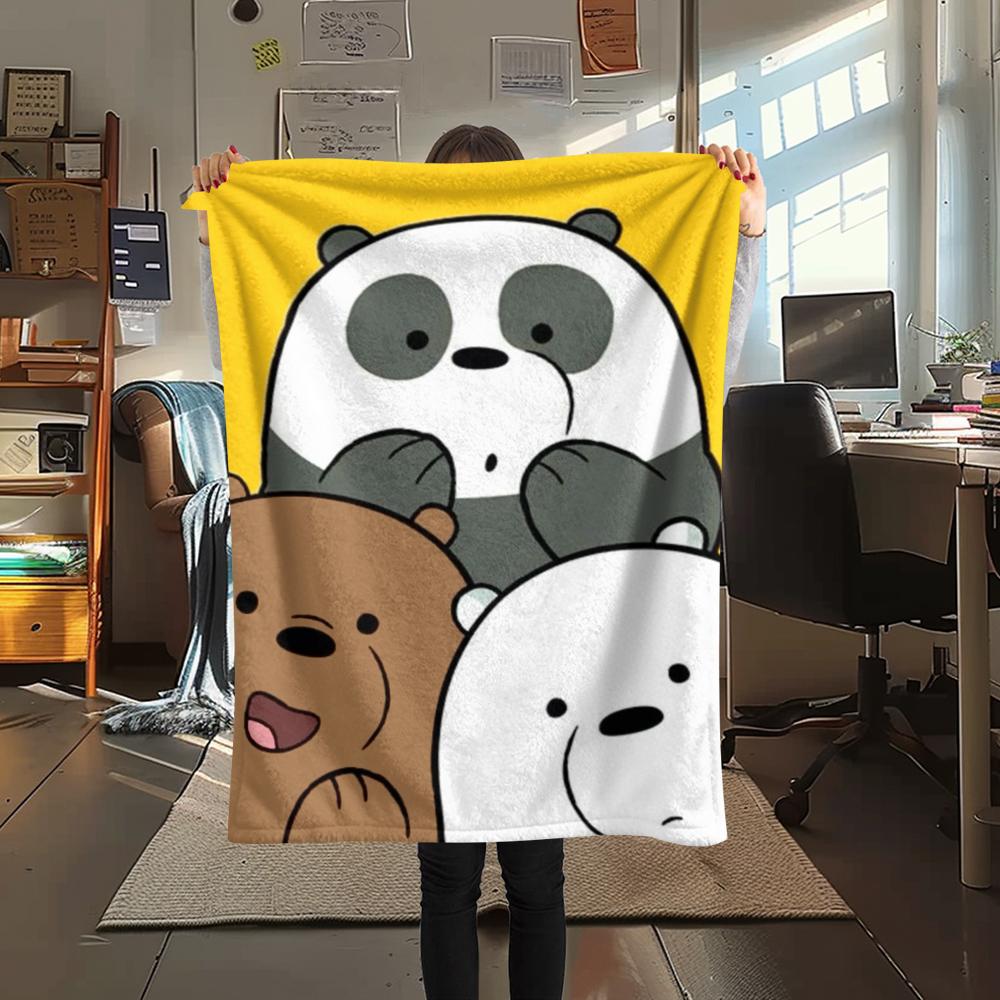 1PC We Bare Bears Print Flannel Blanket, High quality Comfortable for All Seasons, Home Decor, Warmth and Comfort, Perfect for Christmas Gifts244