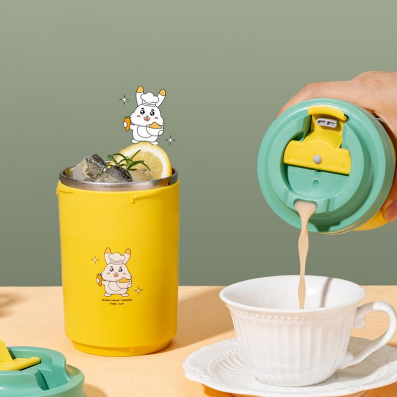 Кружка для кофе с крышкой из нержавеющей стали, дорожная кофейная кружка, милый узор, термокружка с крышкой для кофе, воды, сока, пива, вина