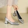 Sexy Sequined Square Head High Heels Women's Autumn New Light Mouth Thick Heel Work Shoes