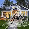 Realistic Spider Prop Halloween Decoration, Large Fake Furry with Red Plush Toy Eyes for Outdoor Indoor Yard Home Party Haunted House Decor