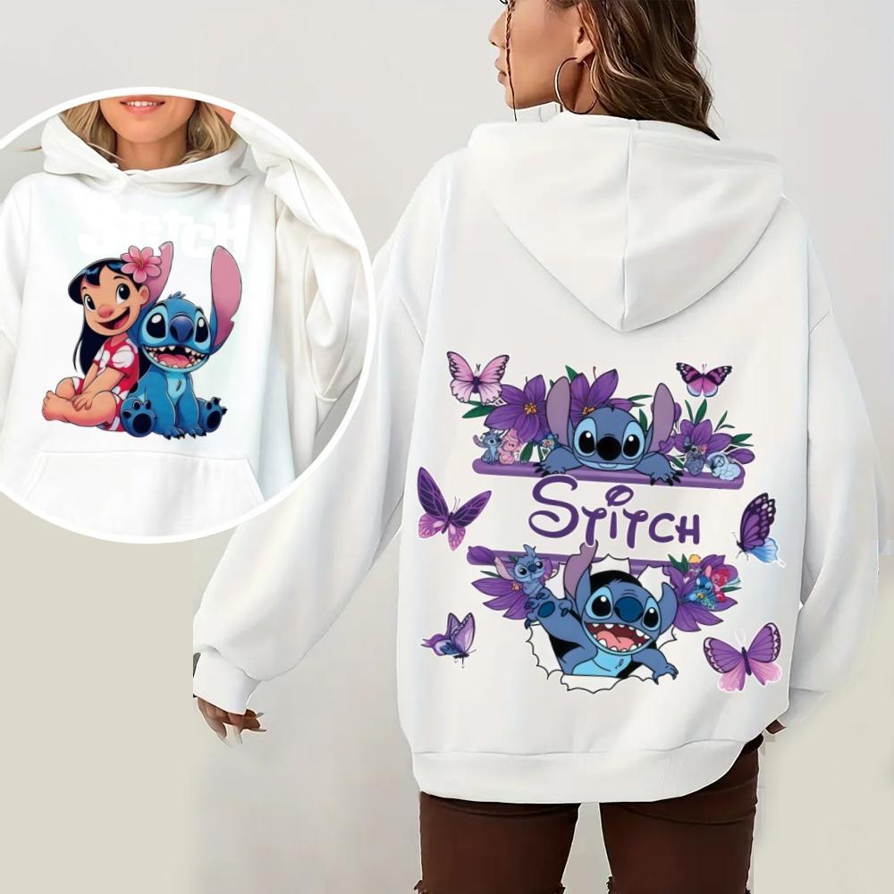 Stitch & Lilo Printed Women's Hoodie Warm Pullover for Autumn Winter Fashion Streetwear Sweatshirt for Daily Casual Use