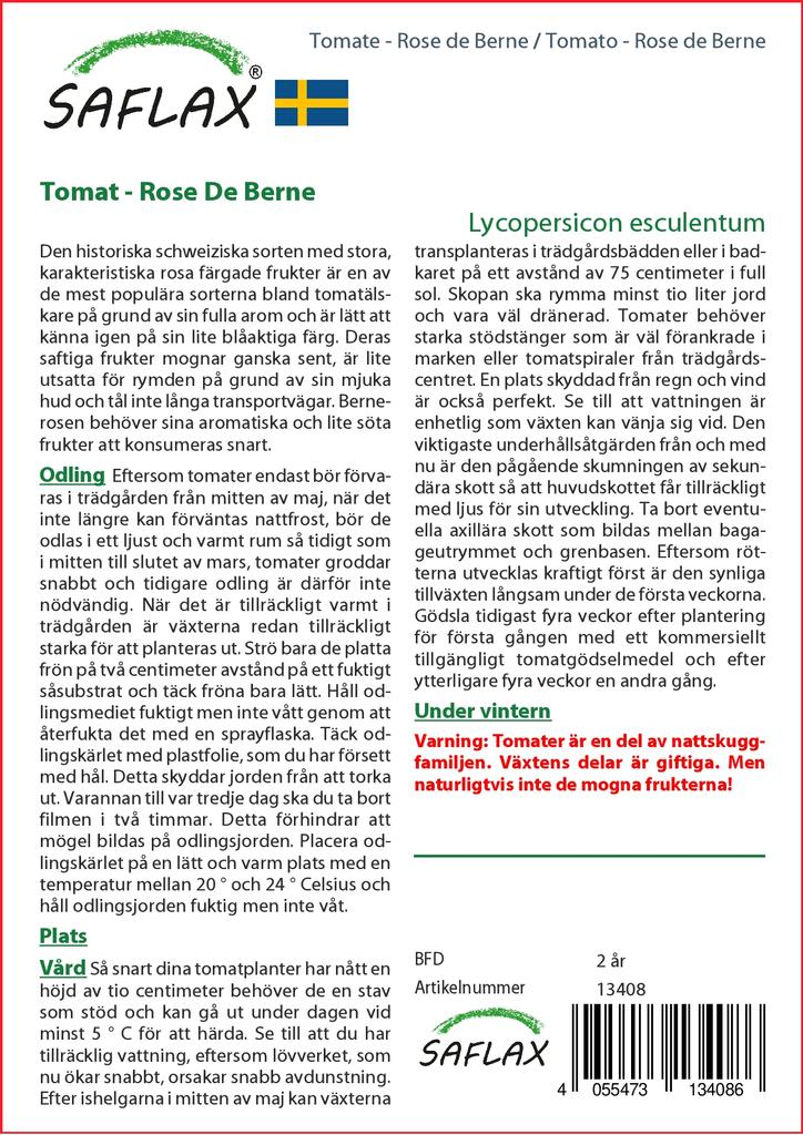 SAFLAX Помидор - Роза де Берн - 10 семян - Lycopersicon esculentum