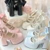 2025 Korean Round-Toe Waterproof Mary Jane Platform Heels with Sweet Bow