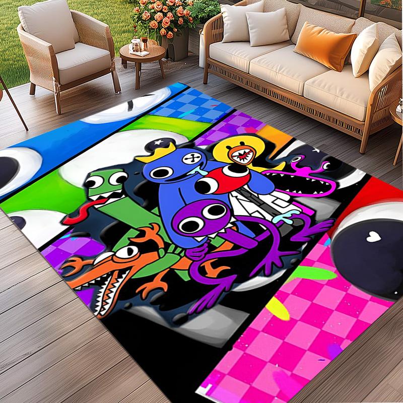 Game Rainbow Friends Print Rug, Washable Floor Carpet, For Entryway Dorm Laundry Room Office Study, Home Decor Birthday Christmas Gift