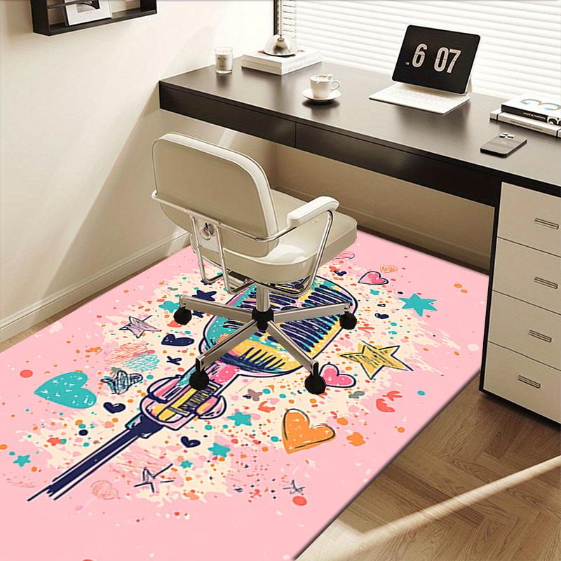 Office Carpet Chair Mat: Colorful Microphone Design, Perfect for Home Decor and Gift Ideas Suitable for Bedrooms, Living Rooms, and Various Rooms