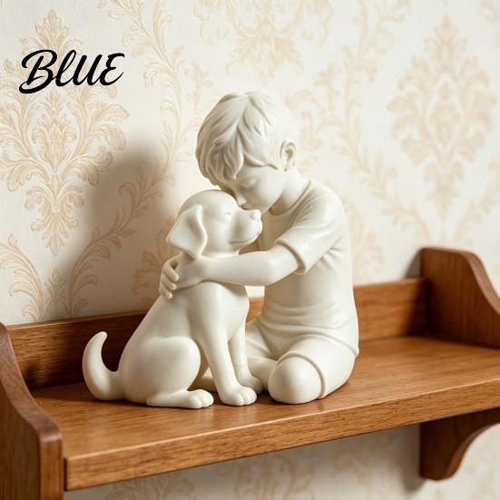 Уютный Декор Гостиной 3D Печатная Статуэтка Щенка и Мальчика Скульптура Собаки и Хозяина Статуэтка Лечащих Собак Обнимающая Фигурка Декор Украшение для Дома