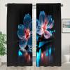 2 шт. Цветочный узор, черный напечатанный карниз для штор, украшение для кармана, полузатемняющие шторы для гостиной, спальни, офиса, украшения для дома