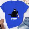 Футболка Cat What Убийственный кот с ножом Забавная футболка унисекс Рубашка на Хэллоуин для мужчин и женщин