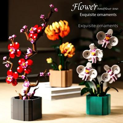 Изысканные горшечные растения из строительных блоков, креативные MOC-модели из кирпичиков, DIY-цветок, игрушечные строительные блоки, подарки для детей и девочек